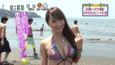 テレビのインタビューに答える水着ギャルがエロすぎるｗｗ【エロ画像】