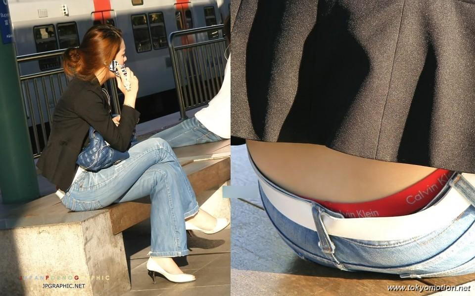 【素人】ローライズでパンツが見えちゃってるエロ画像（16）