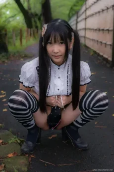 痴女コスプレイヤーのlenfriedが貞操帯を装着して野外露出【エロ画像】