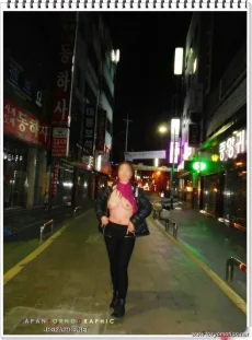 韓国素人の野外露出エロ画像