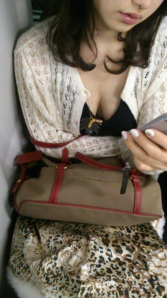 電車内で胸チラしてる素人を盗撮【エロ画像】（20）